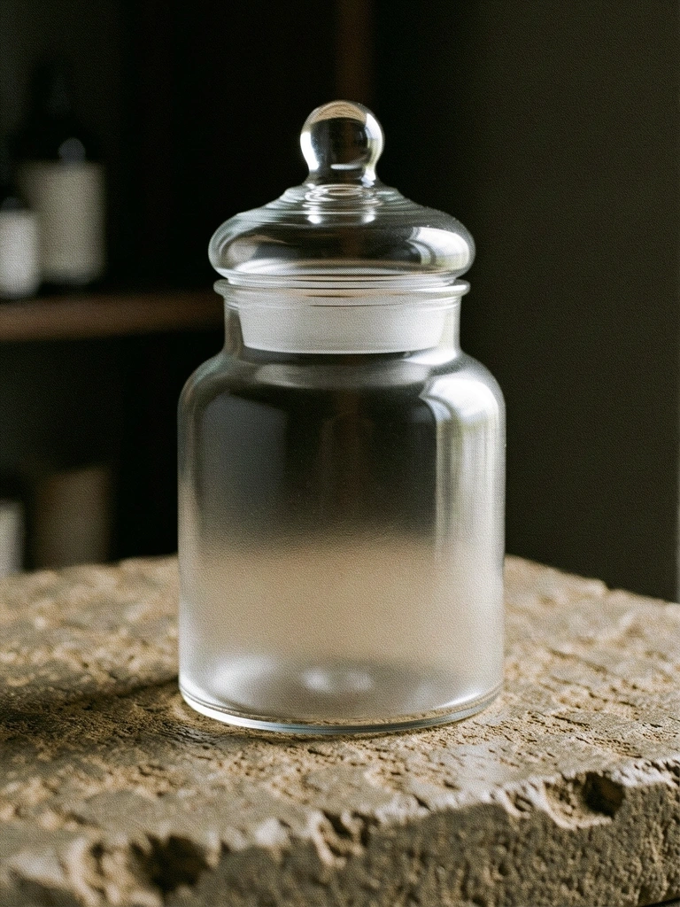 Frosted glass bottle of high-end vitamins